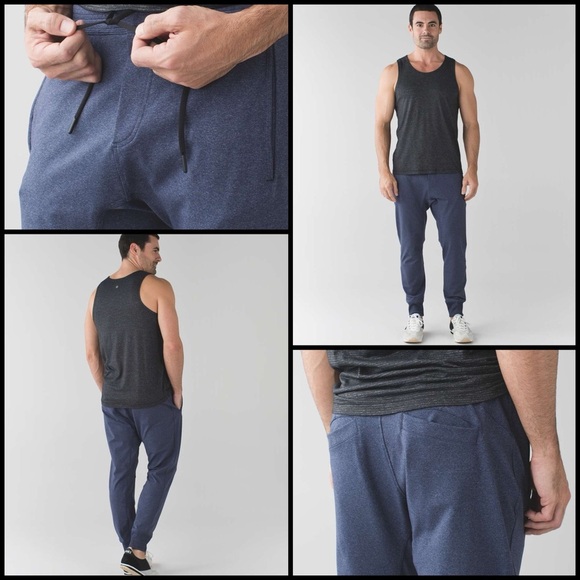 Lululemon Anti-Gravity Sweat Wicking Pant Heathered Deep Navy Athleisure Gym L - Picture 1 of 13